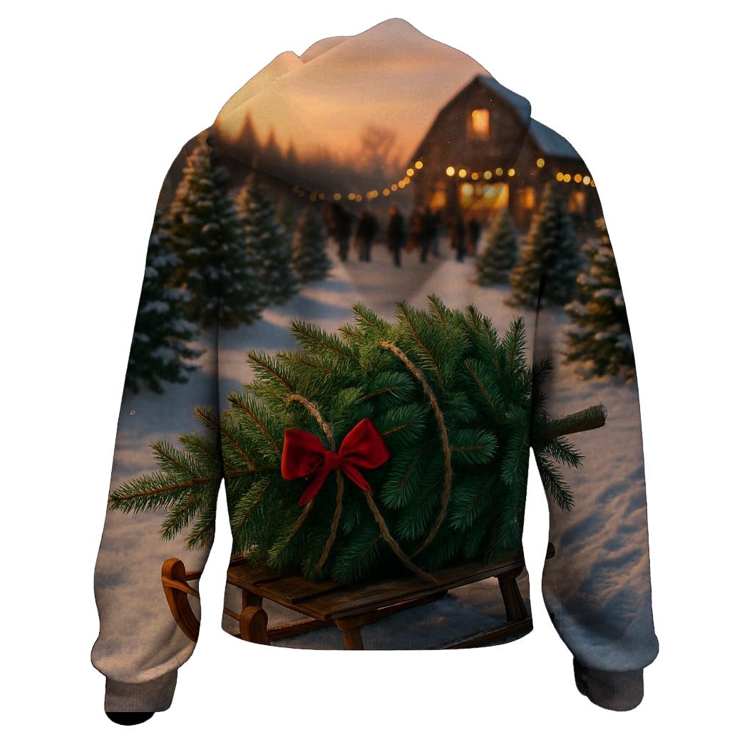 ChristmasTreeFarmGoldenHour embroidered hoodies