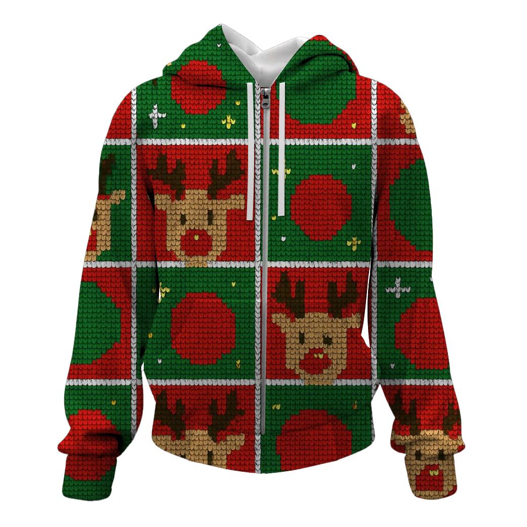 Reindeer Polka Parade Grid custom hoodies