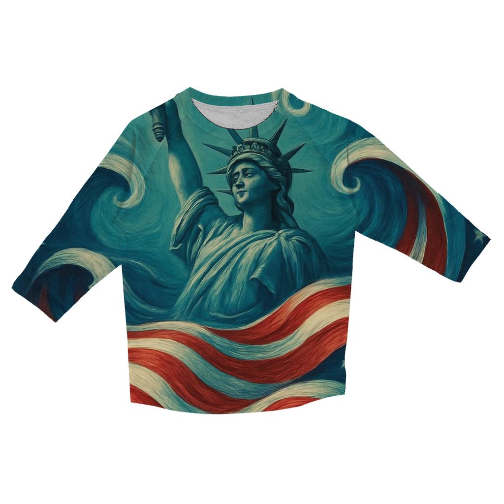 Liberty Rising Through Ocean Waves fashion 3/4 sleeve shirts