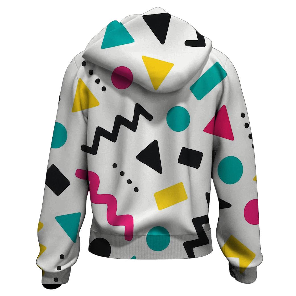 Neon Shuffle Shapes zip-up hoodies