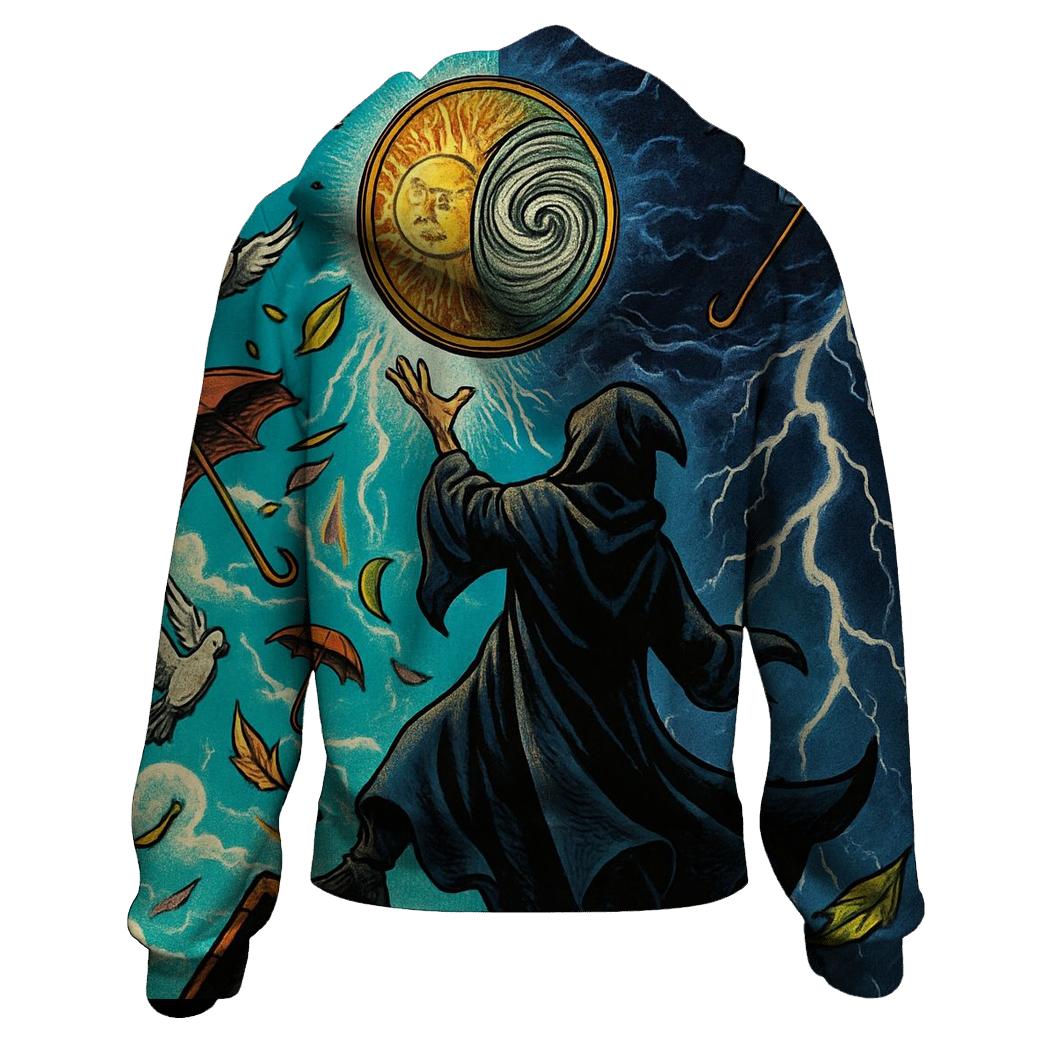 The Coin Flipping Weather Wizard embroidered hoodies