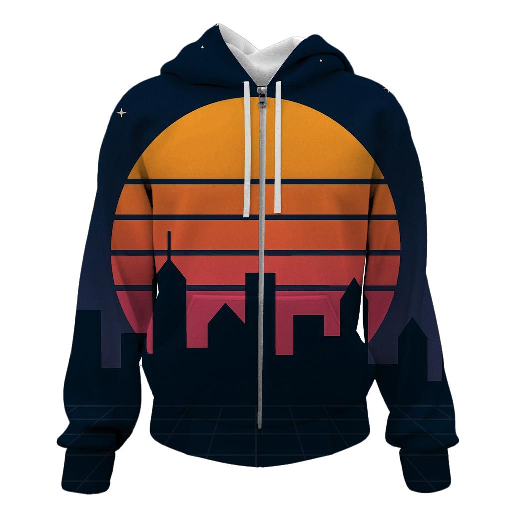 Retro Metro Skyline designer hoodies