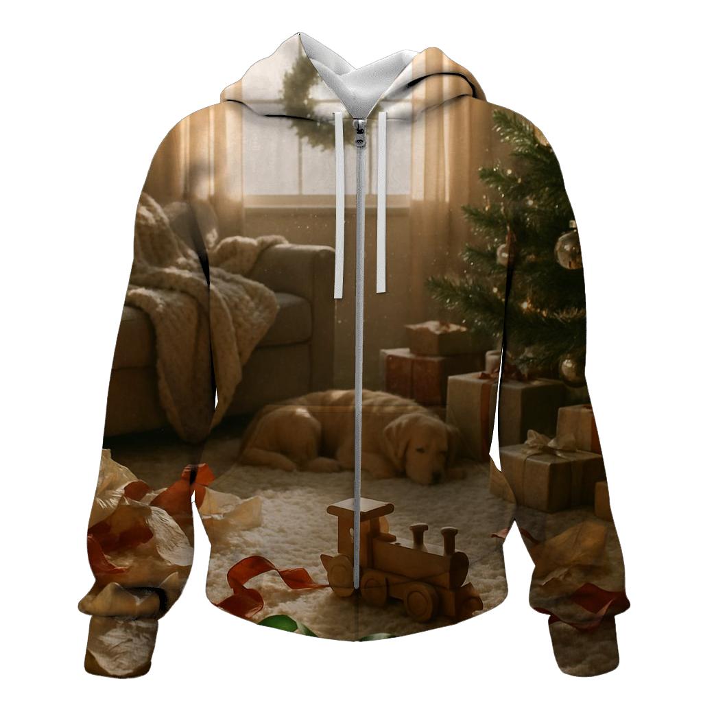 ChristmasMorningSunbeamLivingRoom embroidered hoodies