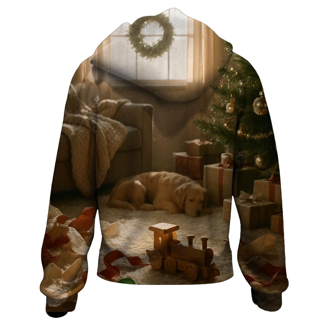 ChristmasMorningSunbeamLivingRoom embroidered hoodies