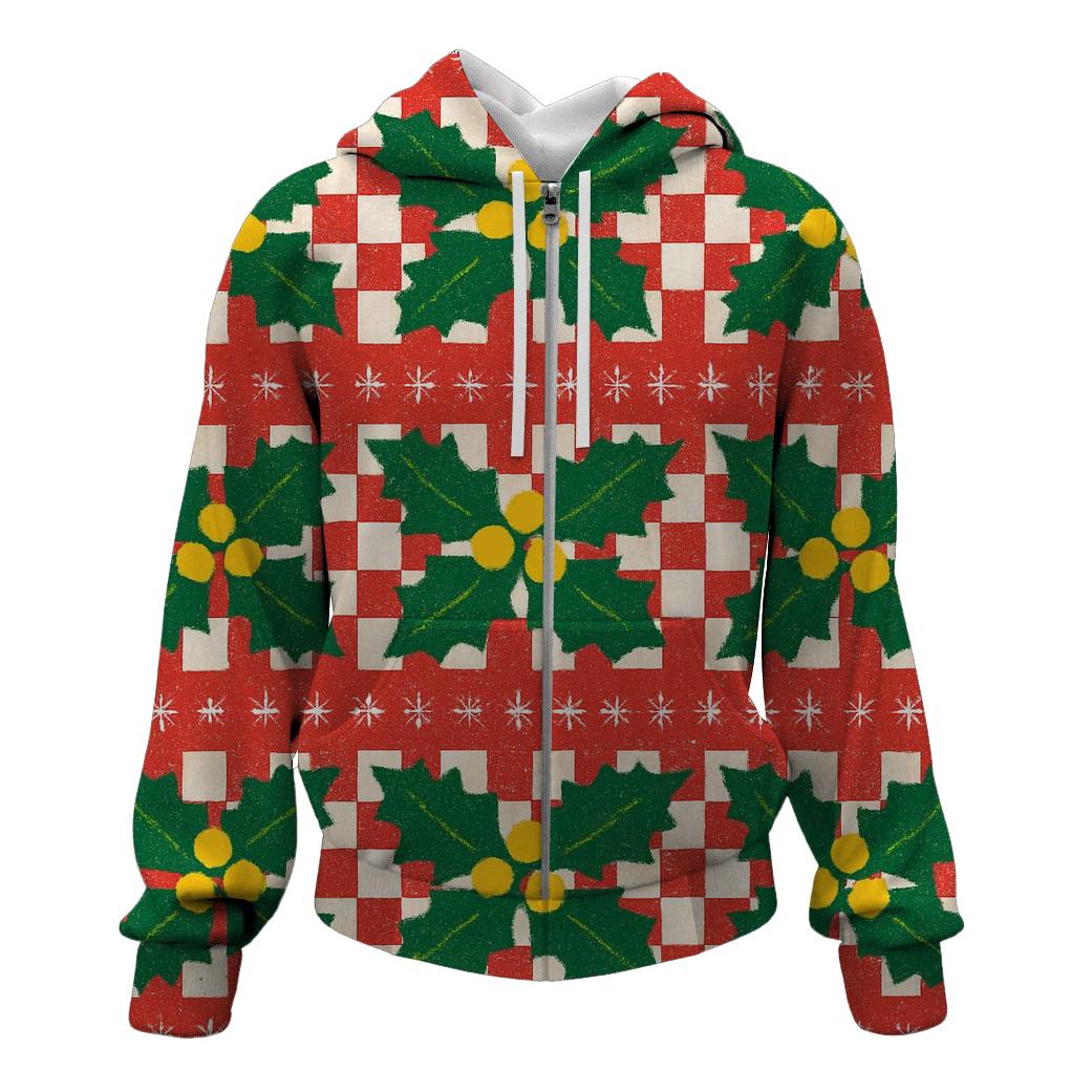 Holly Blizzard Checker Bands embroidered hoodies