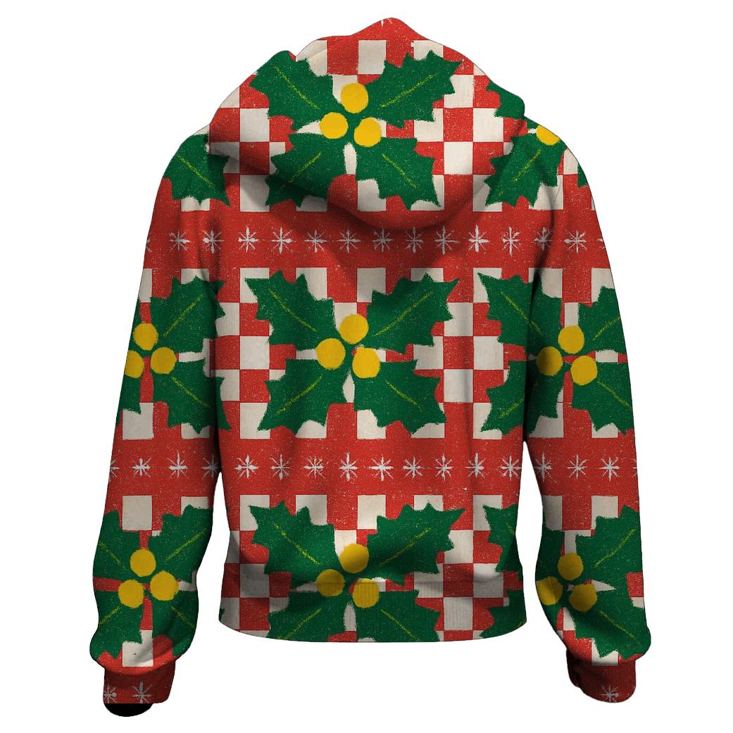 Holly Blizzard Checker Bands embroidered hoodies