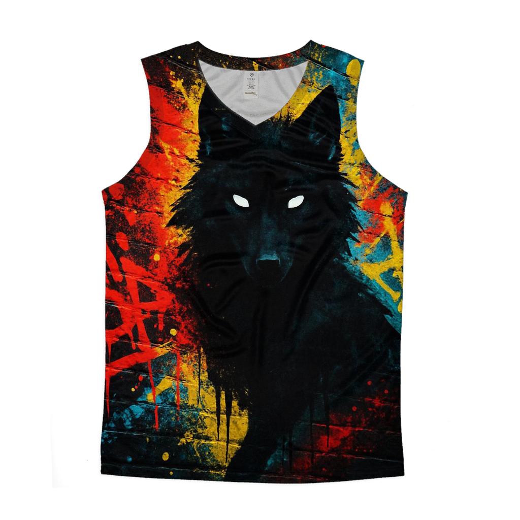 Shadow Graffiti Alley Wolf personalized athletic tanks