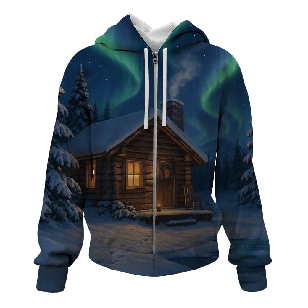 NorthernLightsOverSantasCabin hoodies fashion