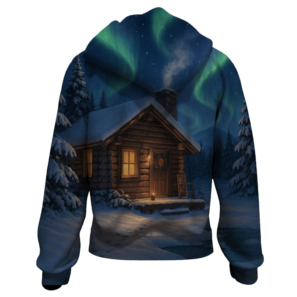 NorthernLightsOverSantasCabin hoodies fashion