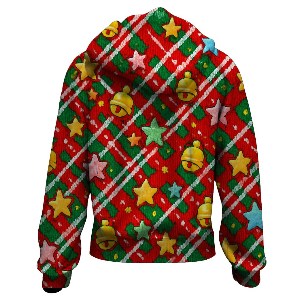 Candy Cane Pixel Plaid Circus graphic hoodies