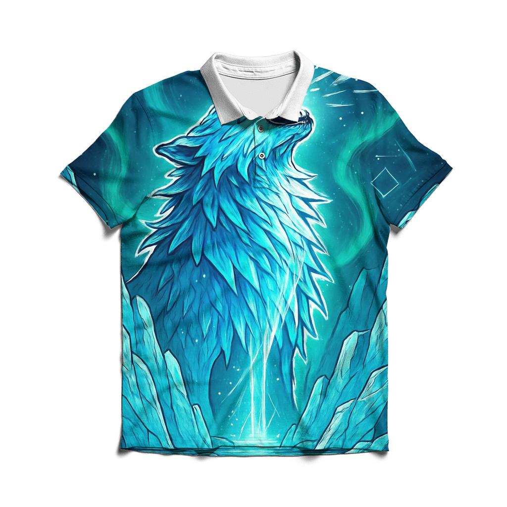 Celestial Frostbite Wolf branded logo polo shirts