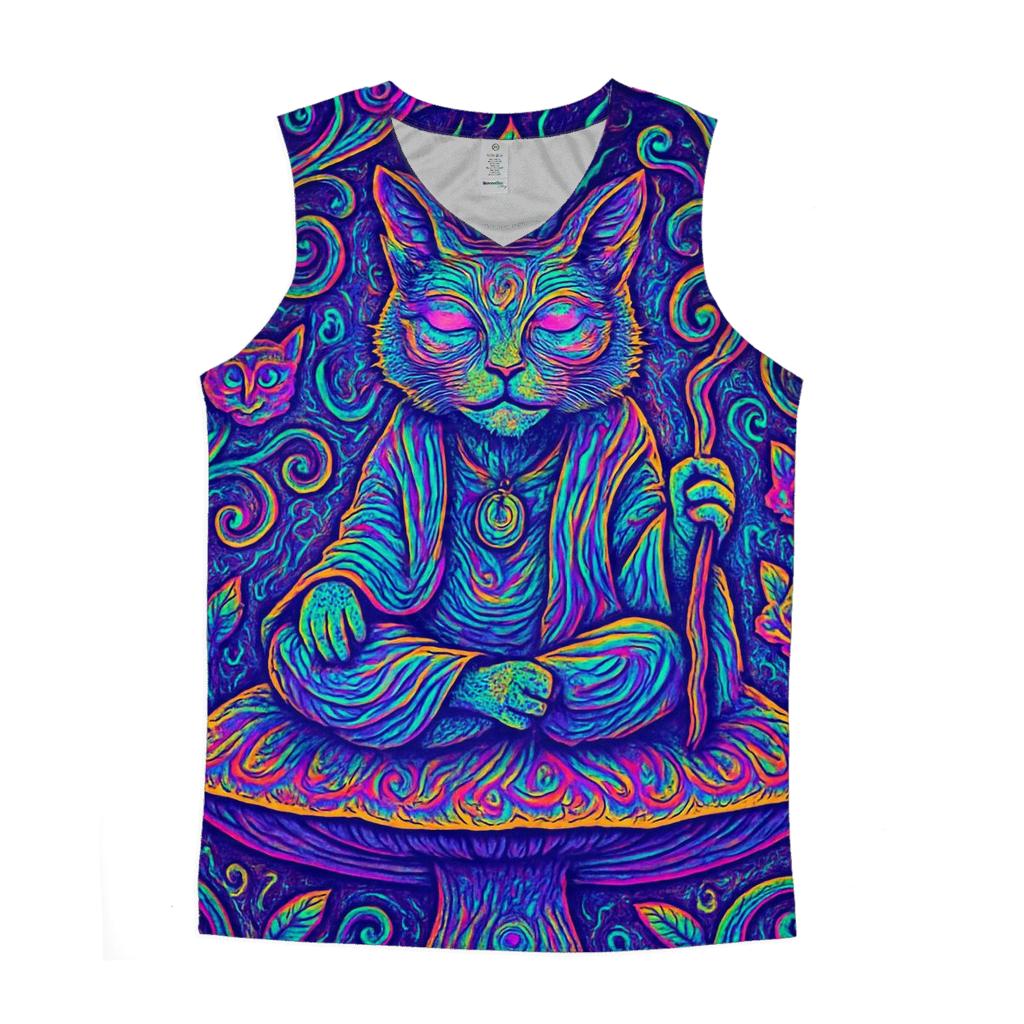 Psychedelic Garden Shaman Cat sports performance tank tops