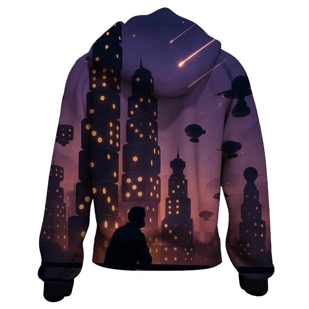 Dice Tower City At Dusk zip-up hoodies
