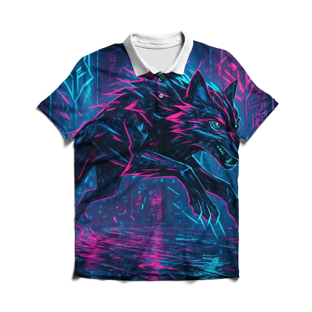 Neon Tide Urban Wolf casual sports polo shirts