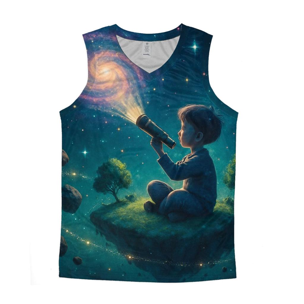 Stargazer Child On The Floating Island personalized athletic tanks