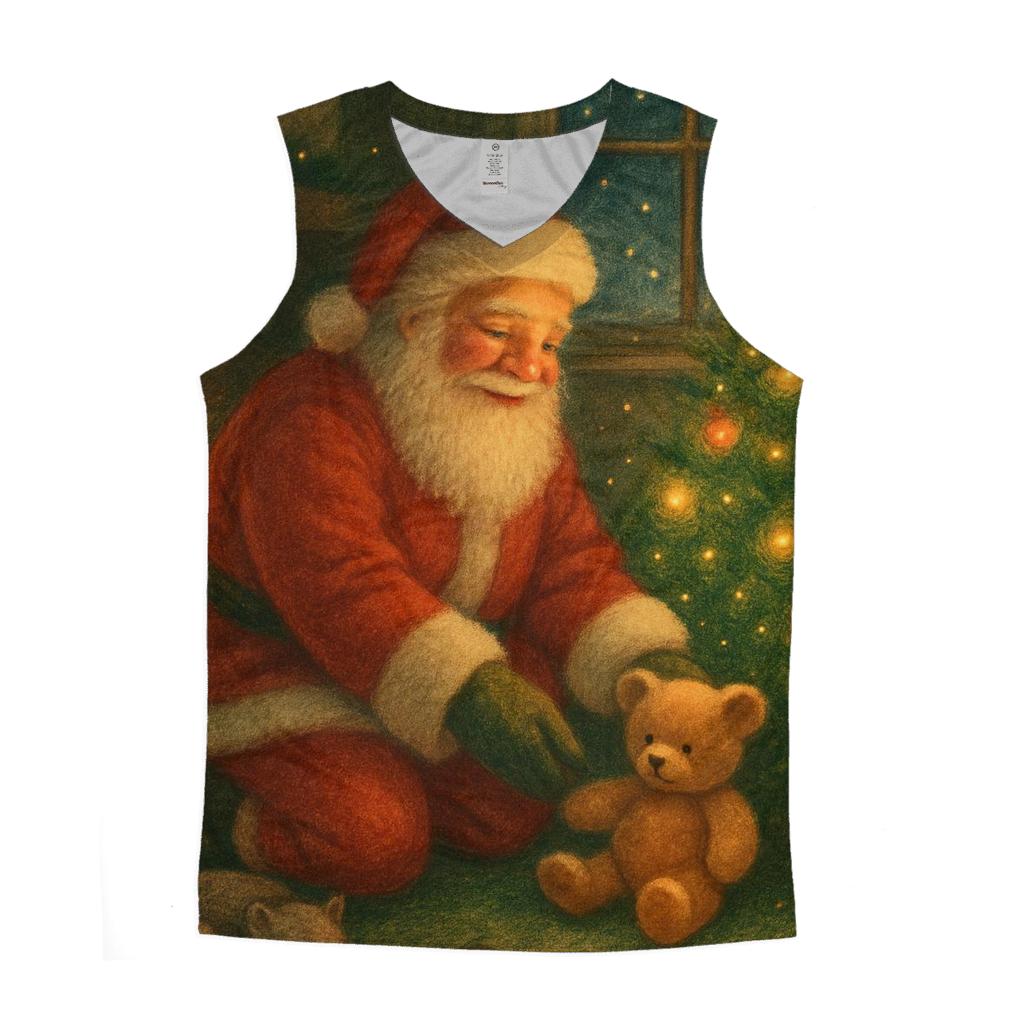 Cozy Storybook Fireplace Santa sports performance tank tops