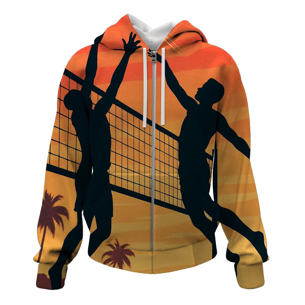 Beach Volleyball Sunset Leap custom hoodies