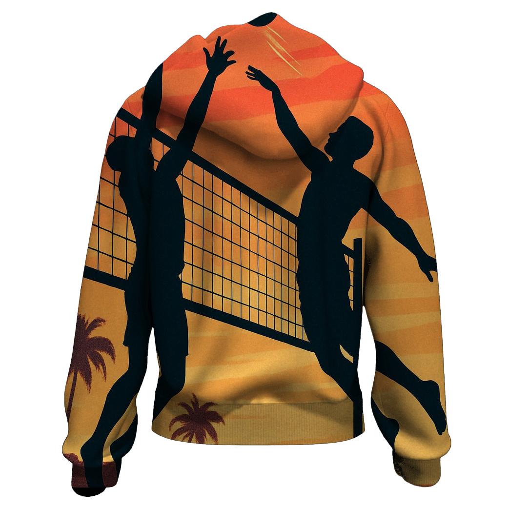 Beach Volleyball Sunset Leap custom hoodies