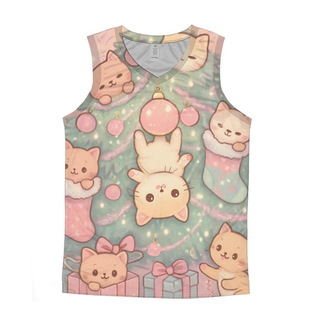 Kawaii Christmas Cat Tree Takeover custom tank tops
