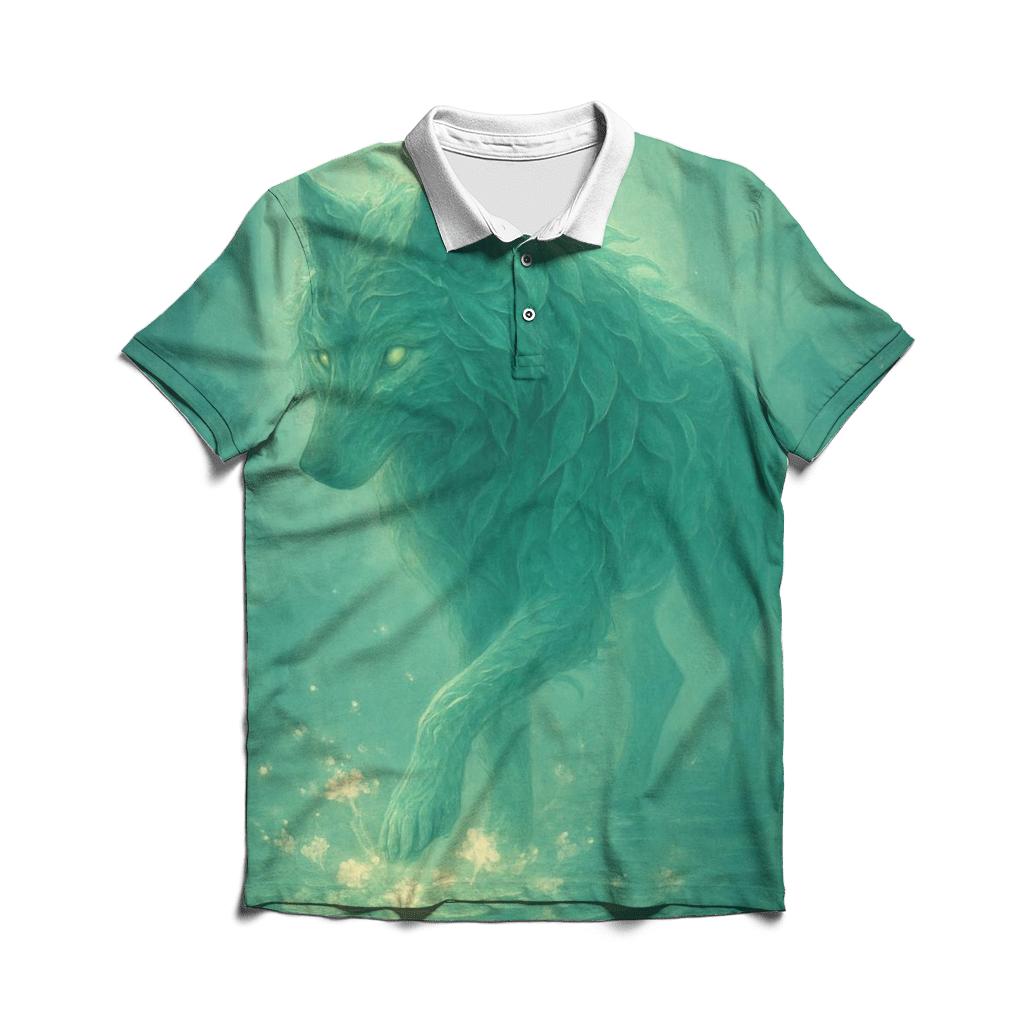 Forest Spirit Bloom Wolf casual sports polo shirts