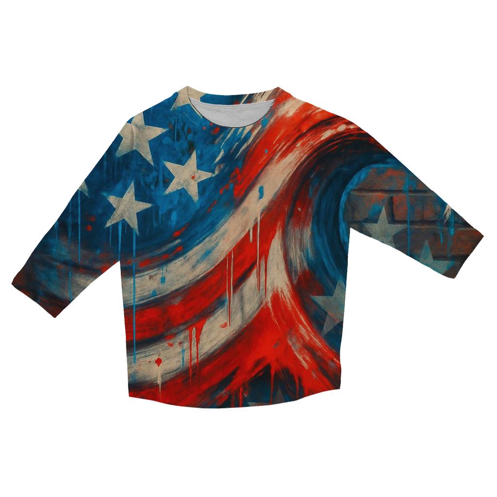 Patriotic Street Graffiti Wave cotton quarter sleeve shirts