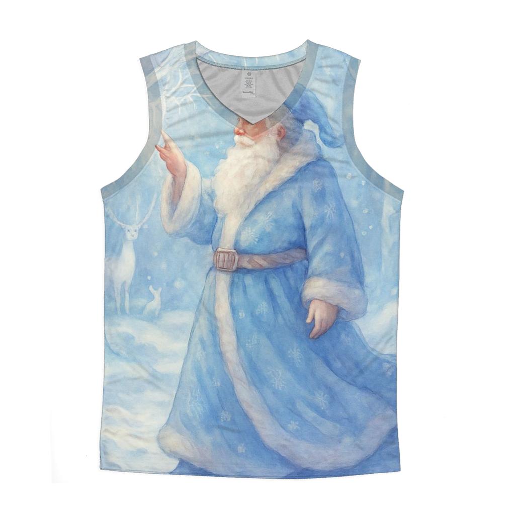 Frosted Crystal Forest Santa trendy fitted tank tops