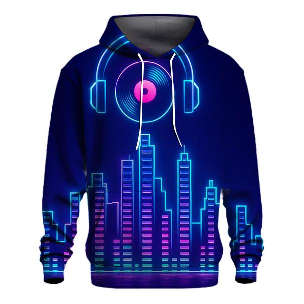 Neon Synth Skyline hoodies fashion