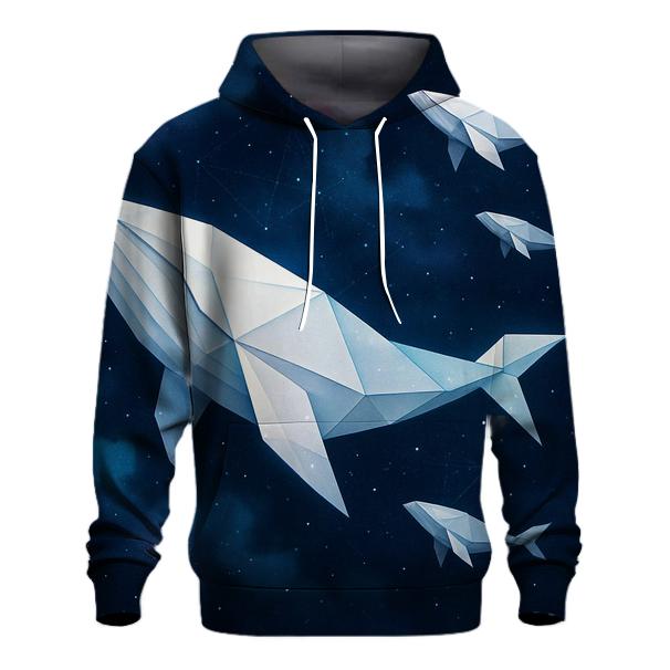 Celestial Origami Whales embroidered hoodies
