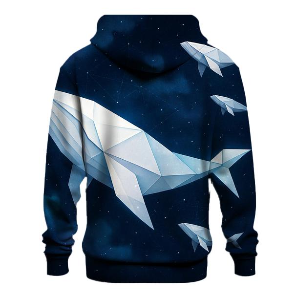 Celestial Origami Whales embroidered hoodies