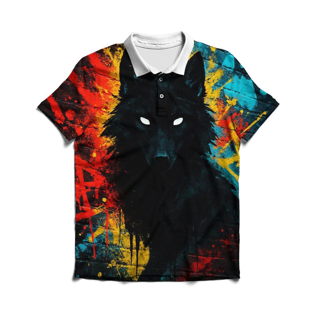 Shadow Graffiti Alley Wolf premium cotton polo shirts