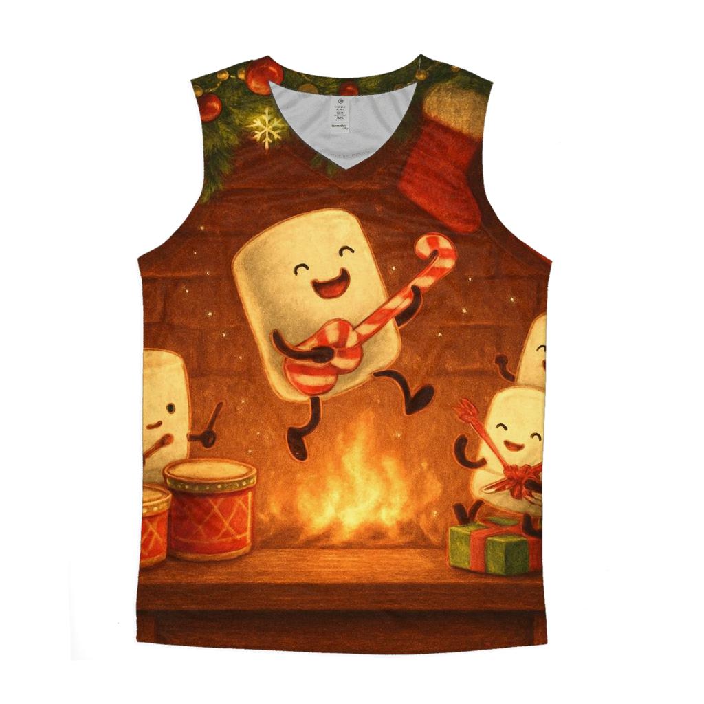 Festive Fireplace Marshmallow Band sports performance tank tops