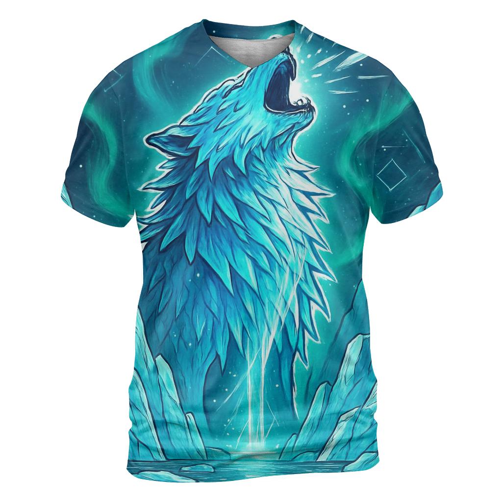 Celestial Frostbite Wolf designer pattern shirts