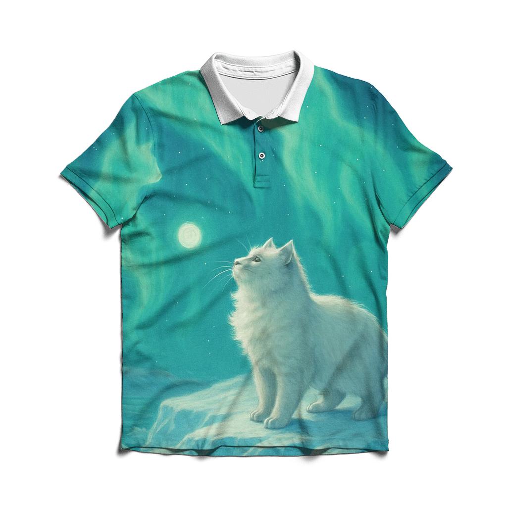Arctic Aurora Hunter Cat stylish collar polo tees