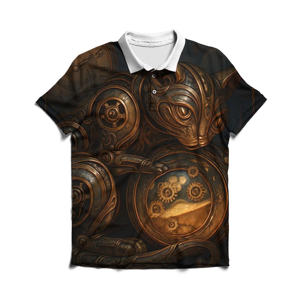 Clockwork Timekeeper Cat custom polo shirts