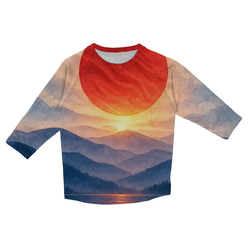 Aurora Of The Japanese Flag designer 3/4 sleeve blouses