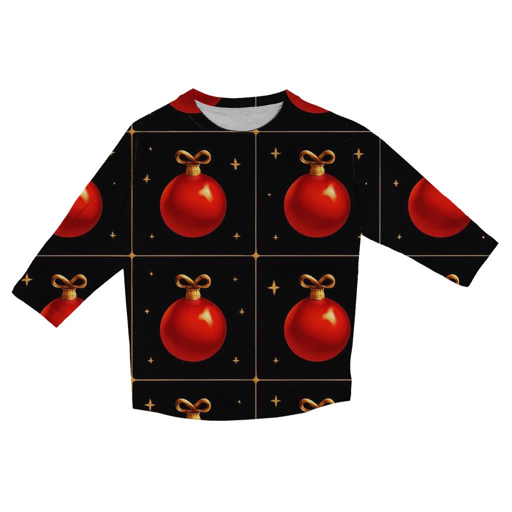 Crimson Ornaments Grid On Midnight Sky fashion 3/4 sleeve shirts