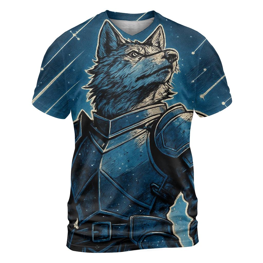 Starlit Samurai Wolf creative print fashion shirts