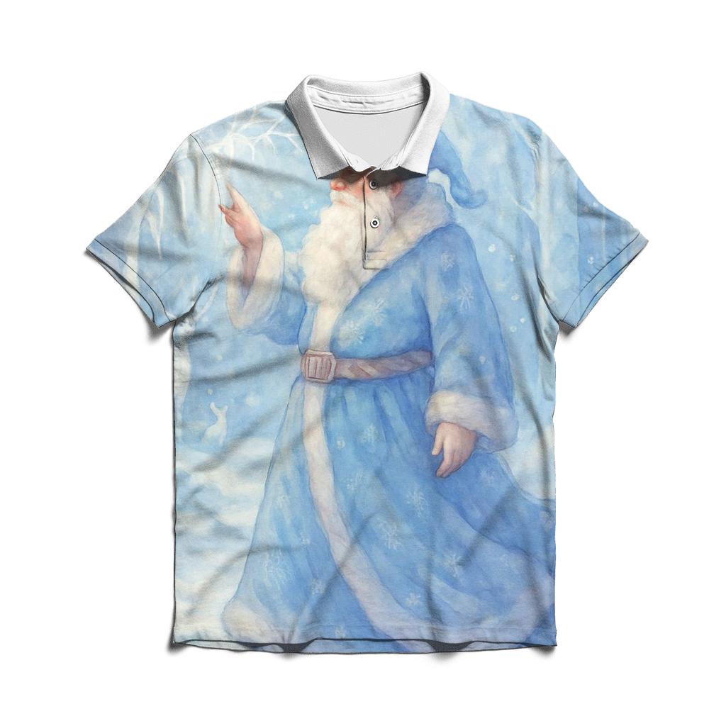 Frosted Crystal Forest Santa personalized polo shirts