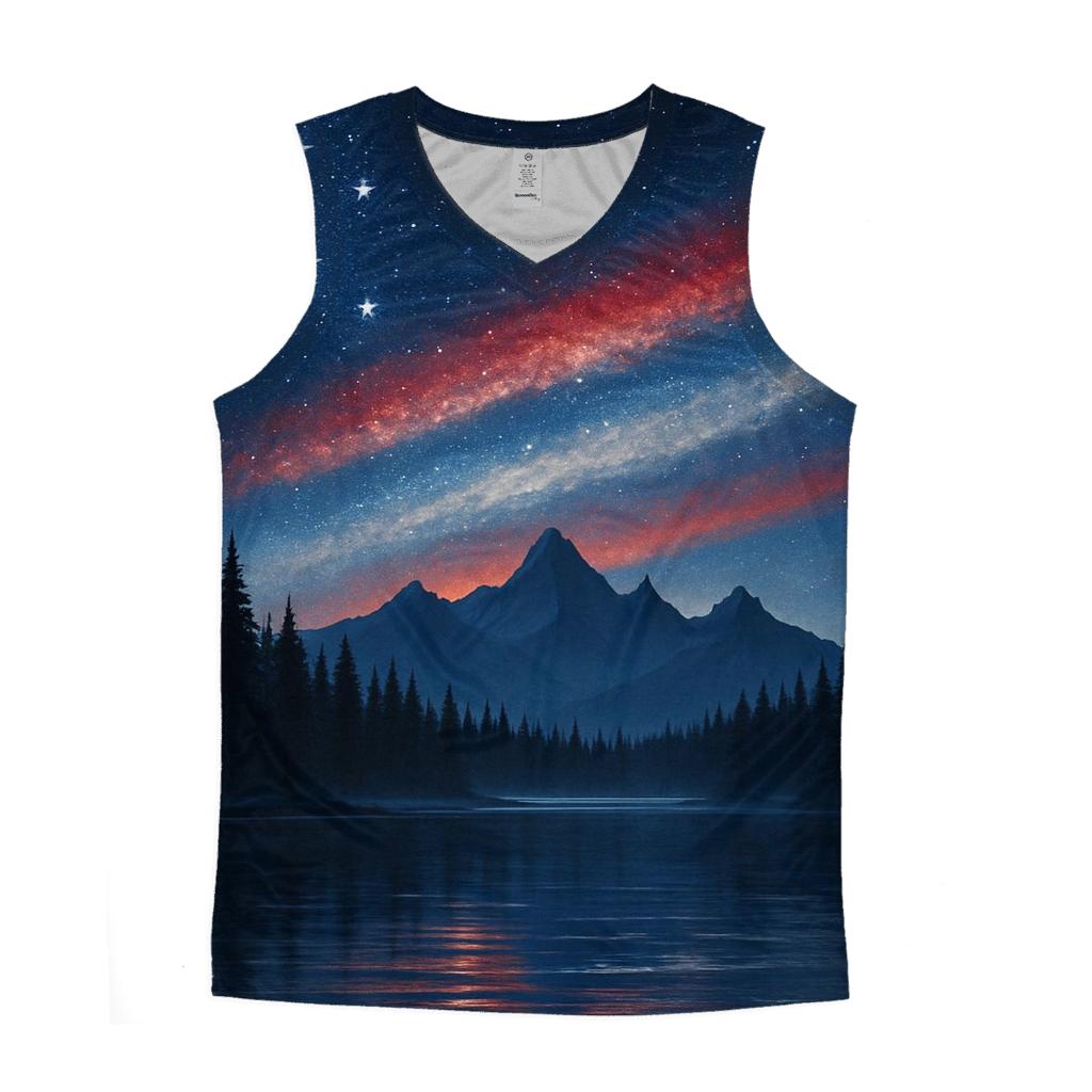Mountain Forest Starfield Banner personalized athletic tanks