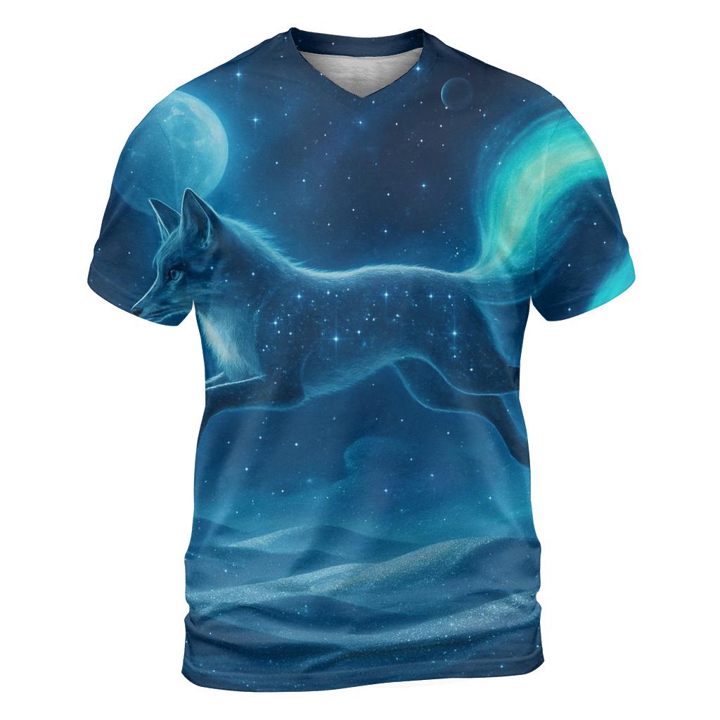 Celestial Fox Over The Star Dunes artistic all-over print tops