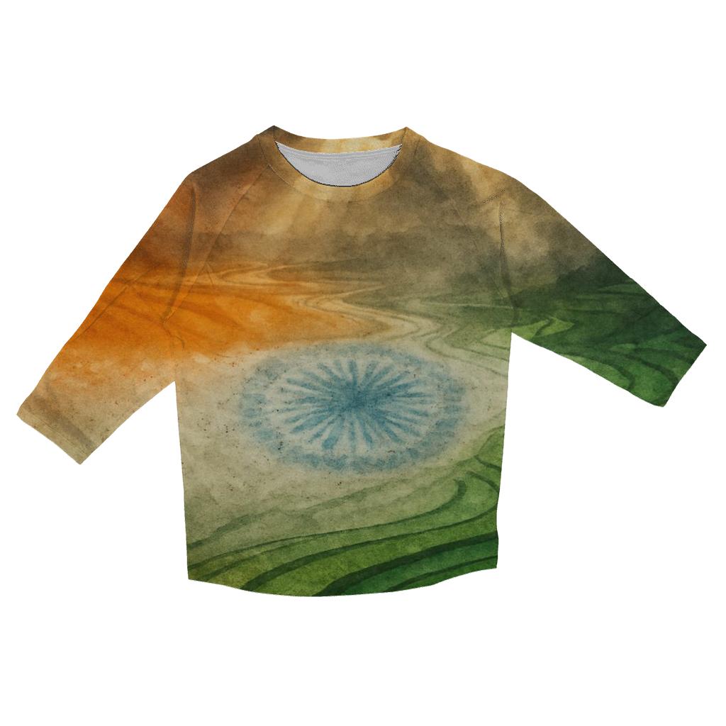 Indian Monsoon Flag Fields casual three quarter sleeve shirts