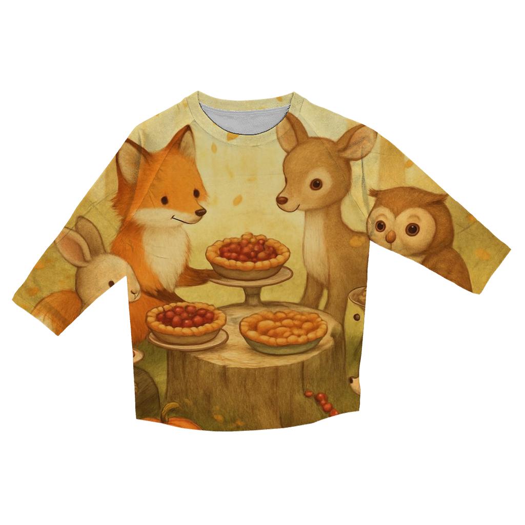 Woodland Friends Thanksgiving Picnic trendy 3/4 sleeve tops