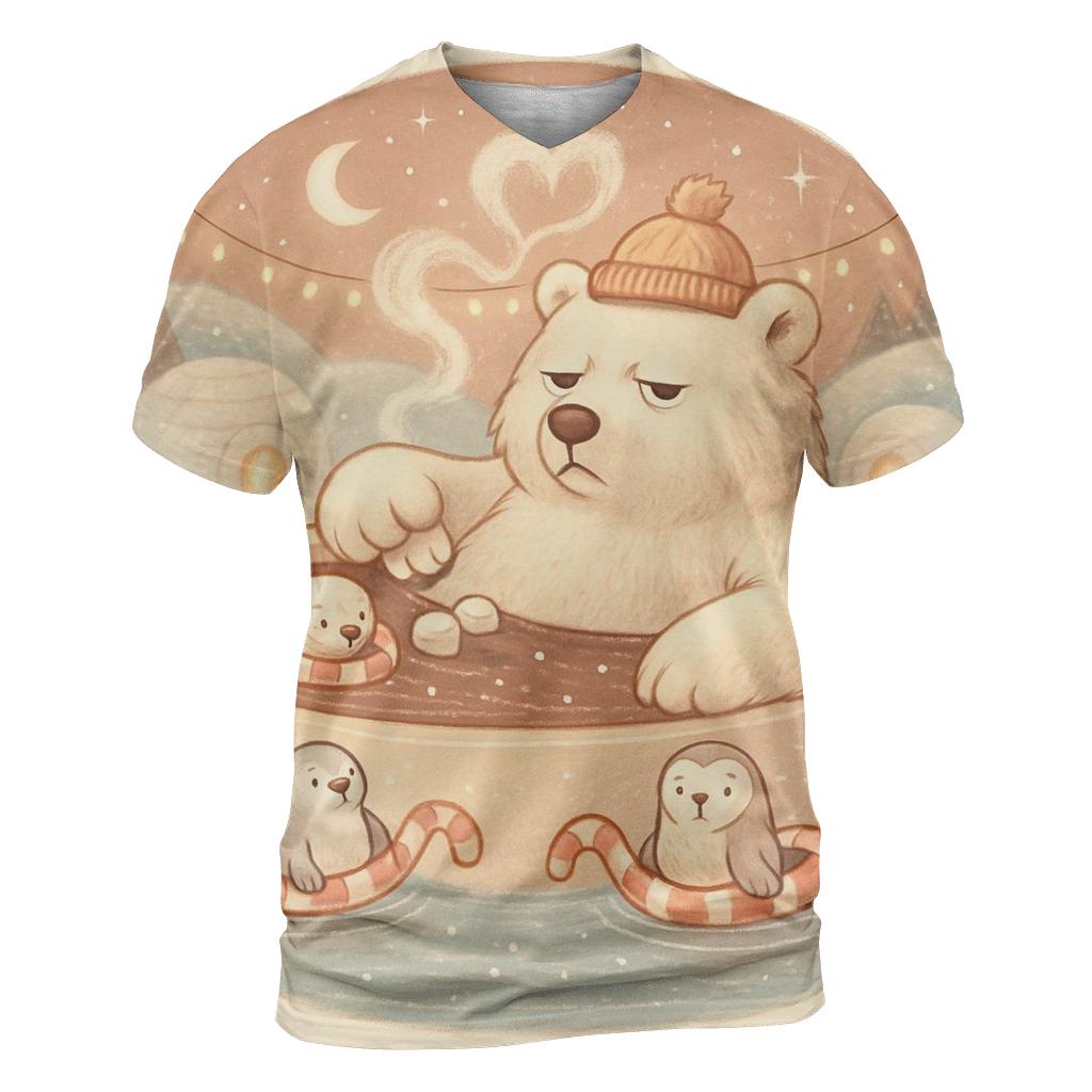 Grumpy Polar Bear Hot Cocoa Spa designer pattern shirts