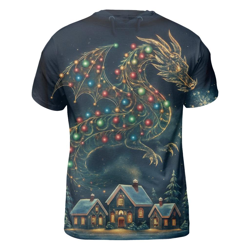 Christmas Light Dragon Over Village custom all-over print shirts