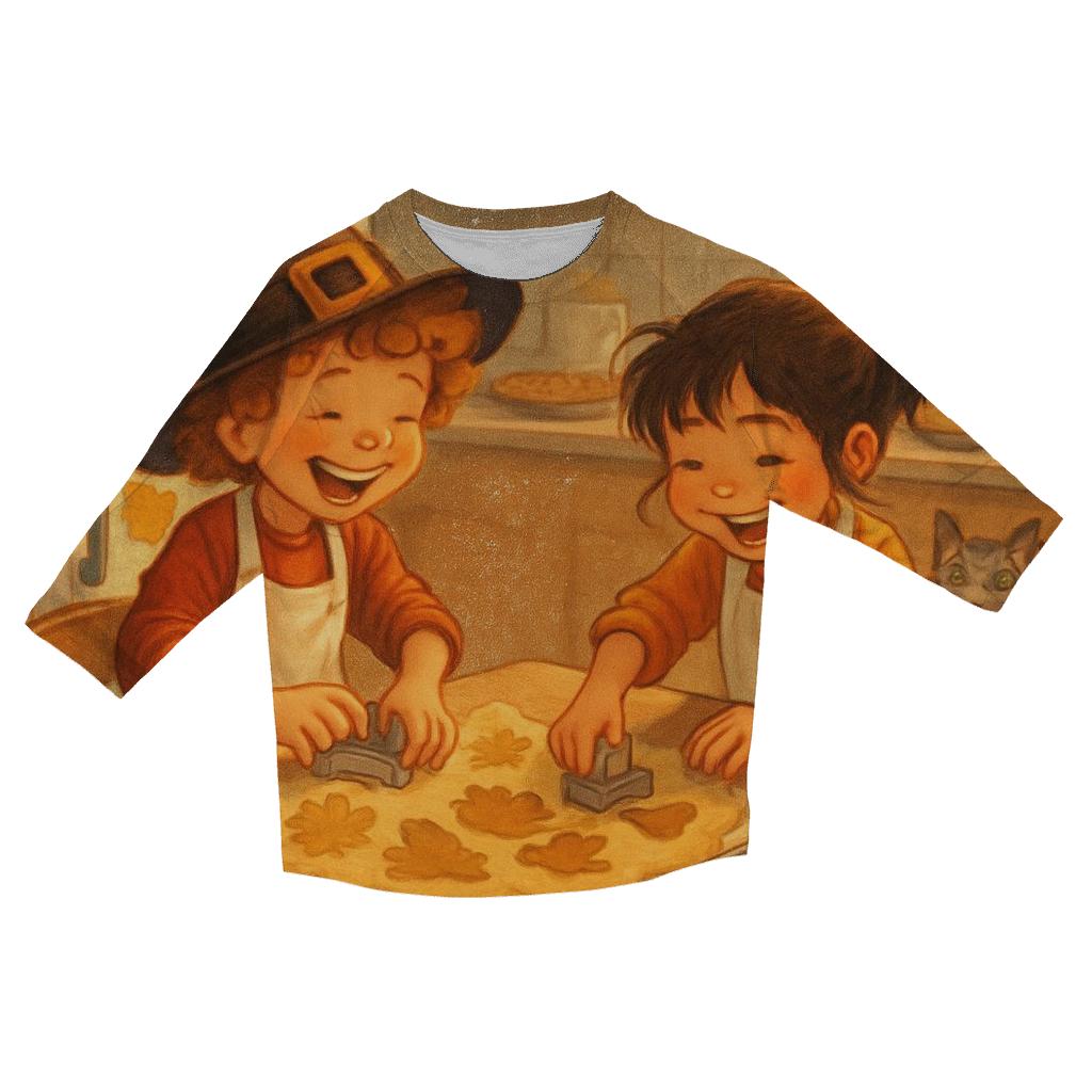 Little Bakers Thanksgiving Workshop personalized 3/4 sleeve tees