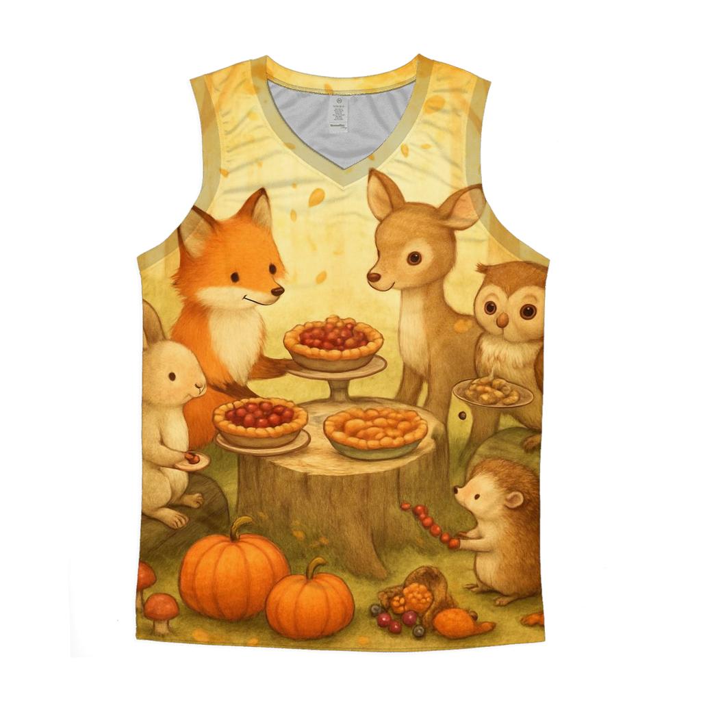 Woodland Friends Thanksgiving Picnic cotton sleeveless tops