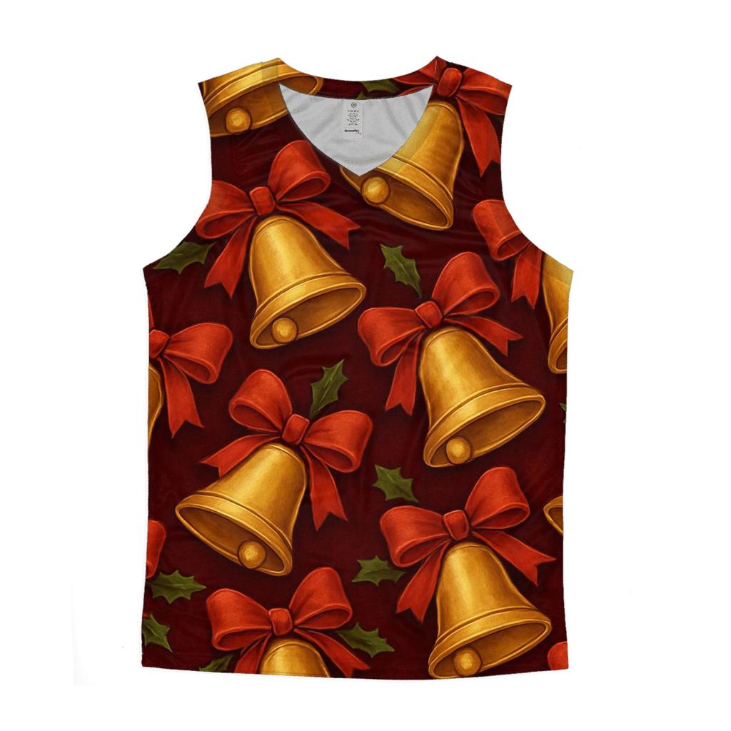 Golden Bells Tessellation On Burgundy Velvet sports performance tank tops