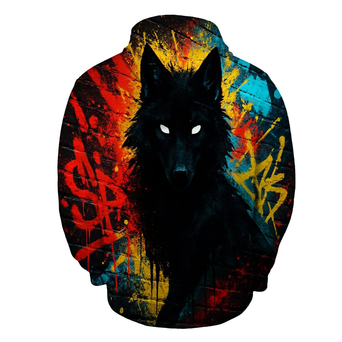 Shadow Graffiti Alley Wolf heavyweight hoodies