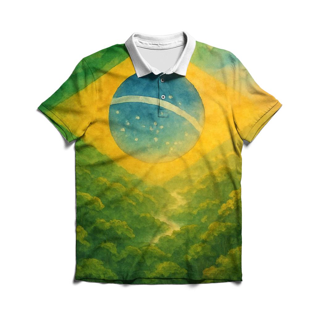 Brazilian Forest Flag Dream embroidered polo tops