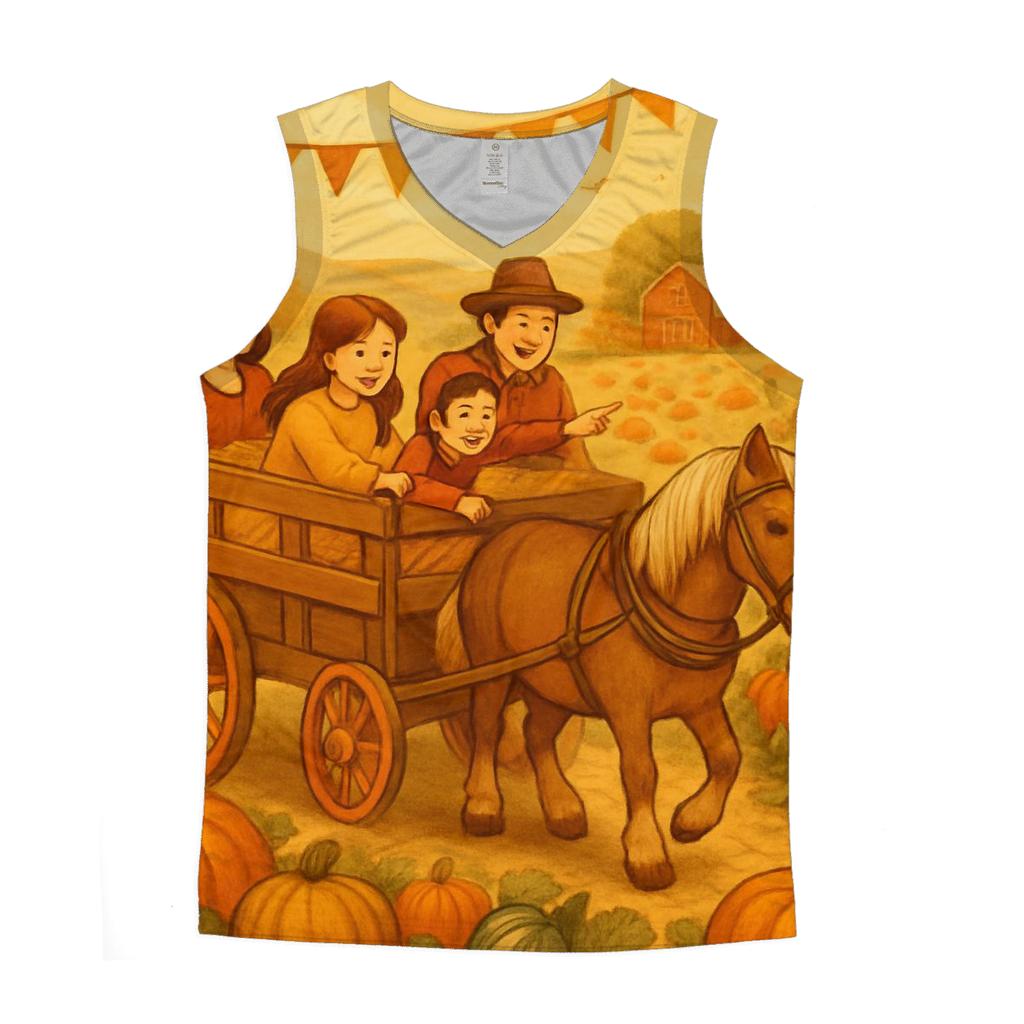 Pumpkin Patch Family Wagon Ride cotton sleeveless tops